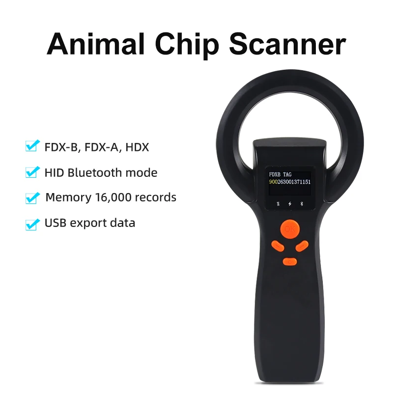 Animal Reader FDX-B/FDX-A/HDX Animal Tag Reader USB and BT Pet Microchip Scanner