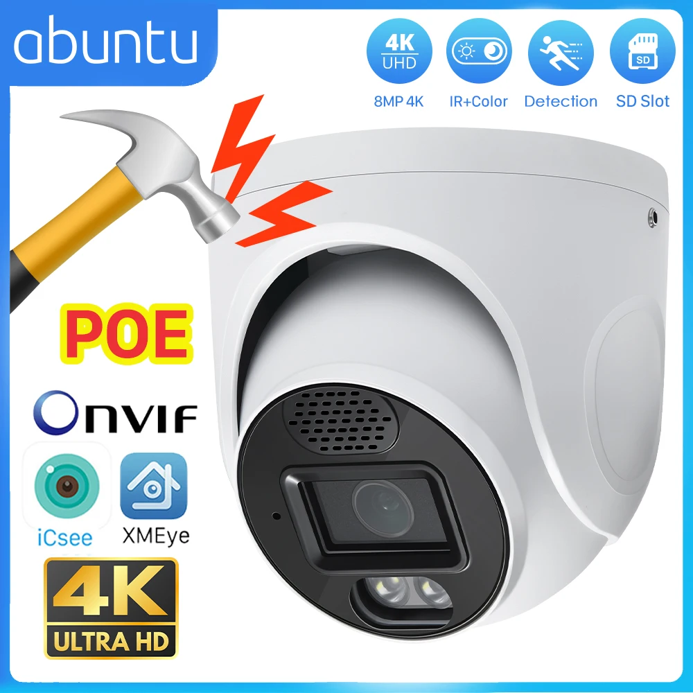 Cámara IP de 8MP y 4K POE, sistema de seguridad NVR con cable a prueba de vandalismo, visión nocturna, gran angular, 2,8mm