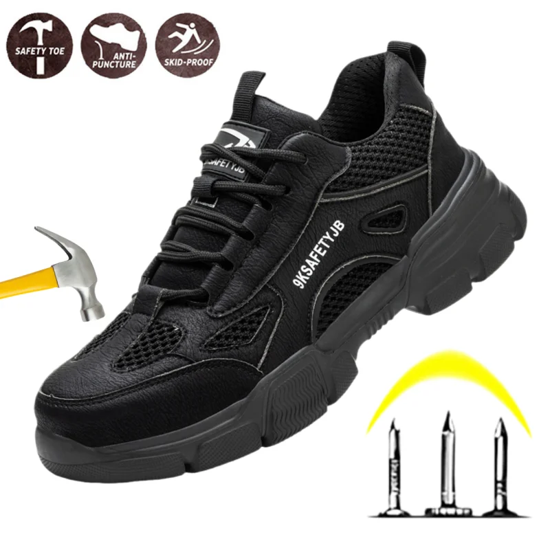

Anti-smash Anti-puncture Construction Work Shoes Steel Toe Non Slip Anti Shock Breathable Indestructible Safety Shoes for Men