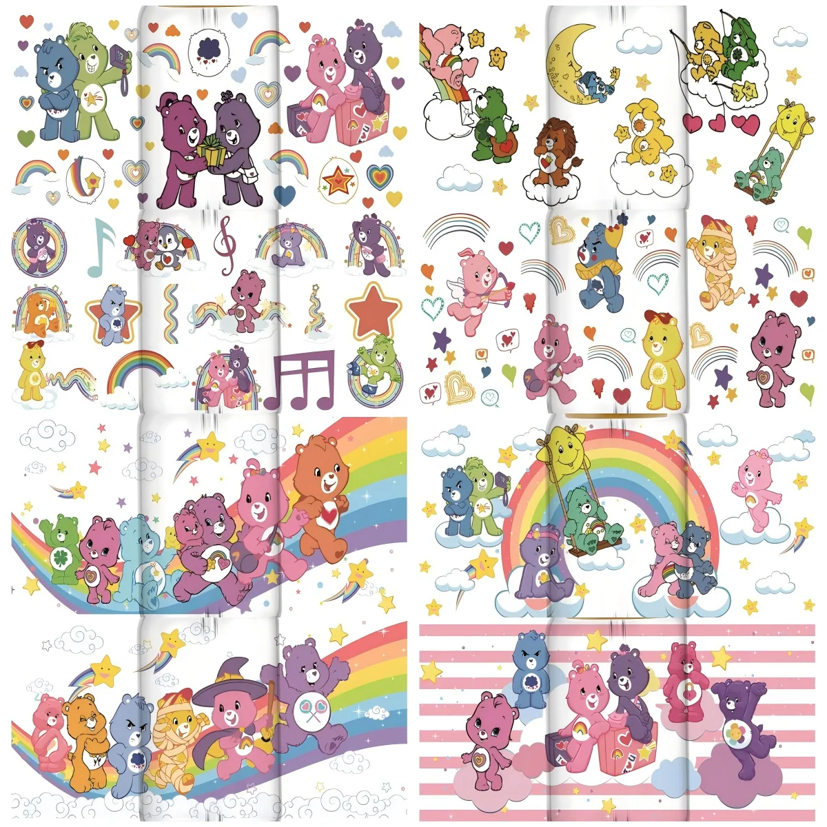 

Miniso Bear Designs Sticker For DIY Glass Sticker 3D UV DTF Transfers Sticker Cute Bear Pattern Cup Wraps