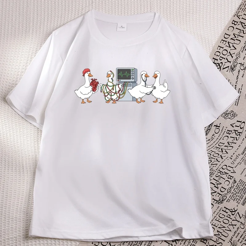 Goose Doctor T-Shirt Women Lsdies Nurse Medical T Shirt Casual Round Neck Printed Cotton Short Sleeve Tshirts Woman Ladies
