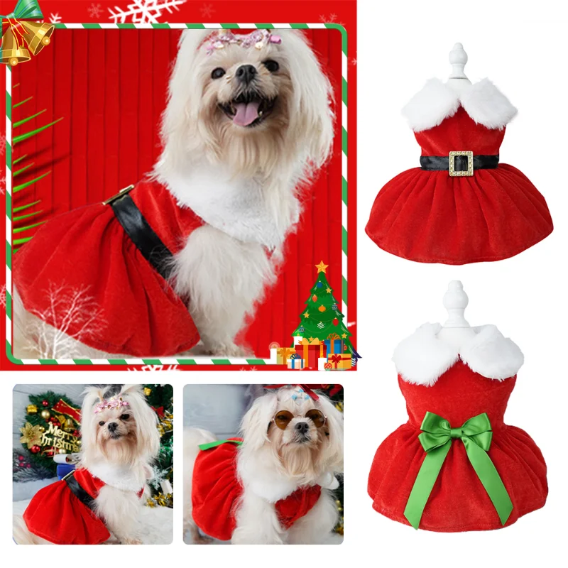 Christmas Princess Dress for Dogs and Cats, Cosplay Clothes, Pet Dog Dress, Fancy Puppy Dress