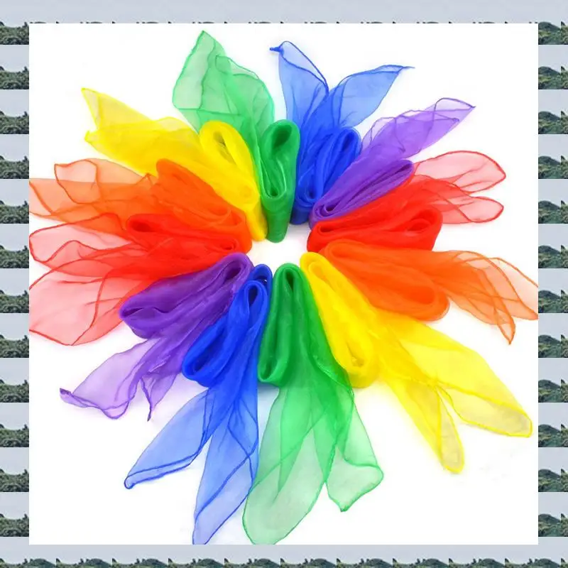 ABQR 48 pièces carré jonglerie soie danse foulards tours de magie Performance accessoires foulards 24 par 24 pouces 6 couleurs