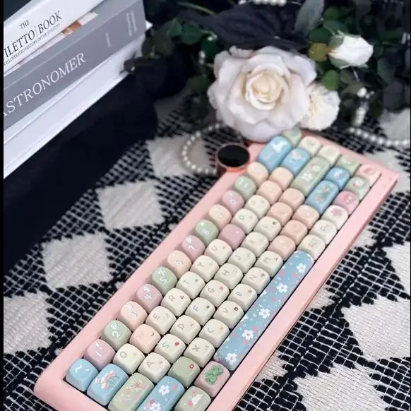 MOA Keycaps Cute Alice Keycaps Cute Keycaps 141 Keys PBT Sublimation Mechanical Keyboard Cap 2.25 U 2.75U