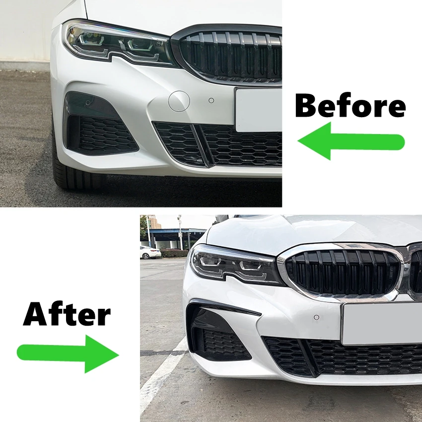 Car Front Bumper Spoiler Fog Lamp Cover Air Knife Splitter For BMW 3 Series G20 G21 G28 318i 320i 330d 330e M Sport 2019-2022