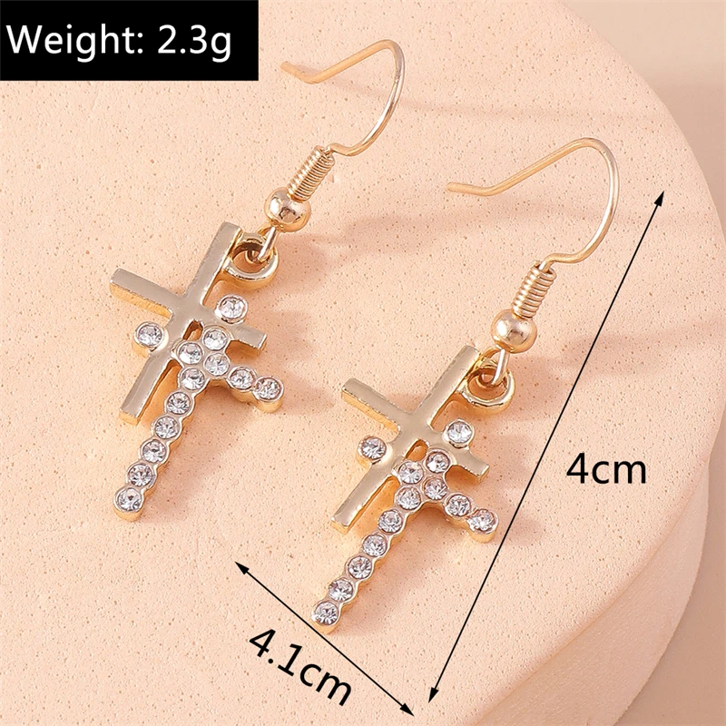 Mode Kristall Kreuz Tropfen Ohrringe für Frauen Männer Gothic Punk Kreuz baumeln Haken Ohrringe Mädchen Party Urlaub Schmuck Geschenke – Detail 2