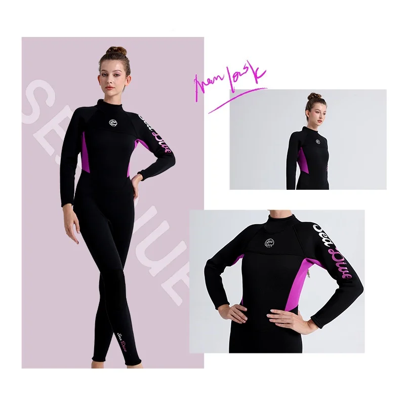 3 مللي متر النساء النيوبرين طويلة الأكمام الدفء Spearfishing التجديف السباحة بذلة الغوص كامل الجسم الغوص الانجراف بدلة غطس