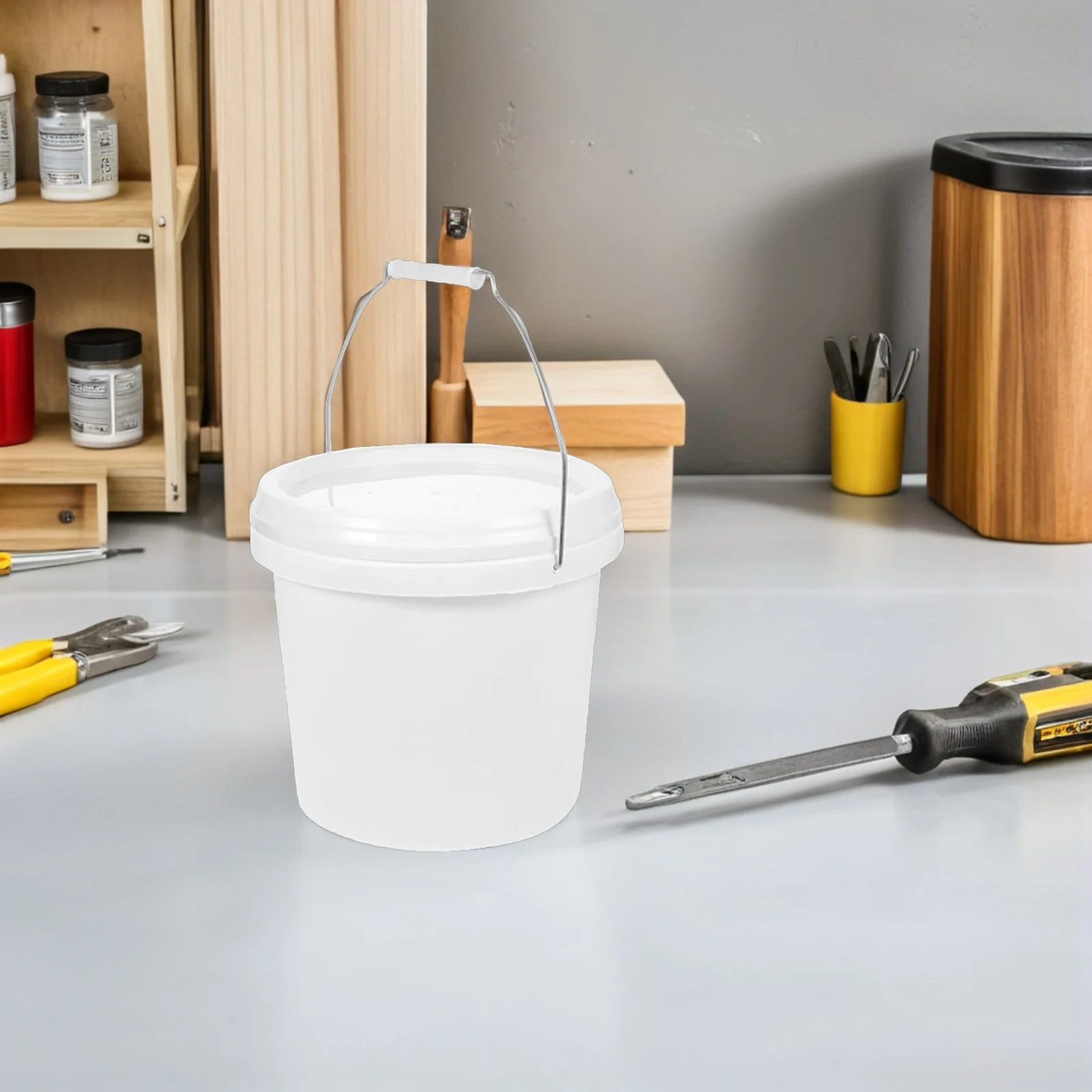 3 قطعة دلو الطلاء الزيتي مستدير 4L دلو فارغ متعدد الوظائف حاوية تخزين الطلاء غطاء مانع للتسرب حاوية الصباغ