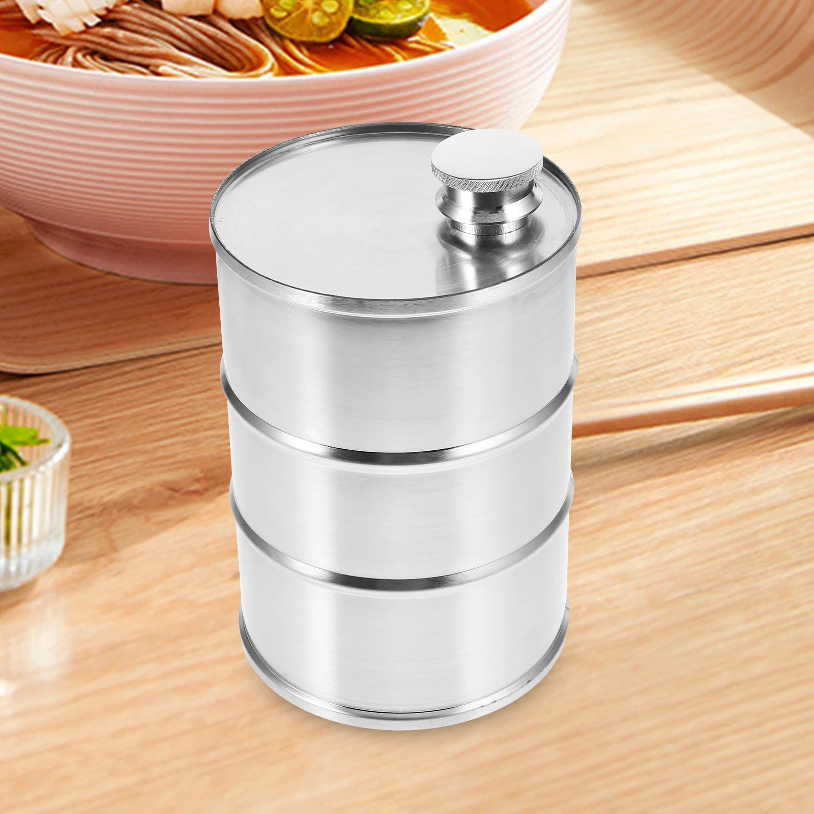 

304 Stainless Oil Barrel 750ml Silver Flask Beverage Jar for Camping Travel Drink Juice Container Metal Lid