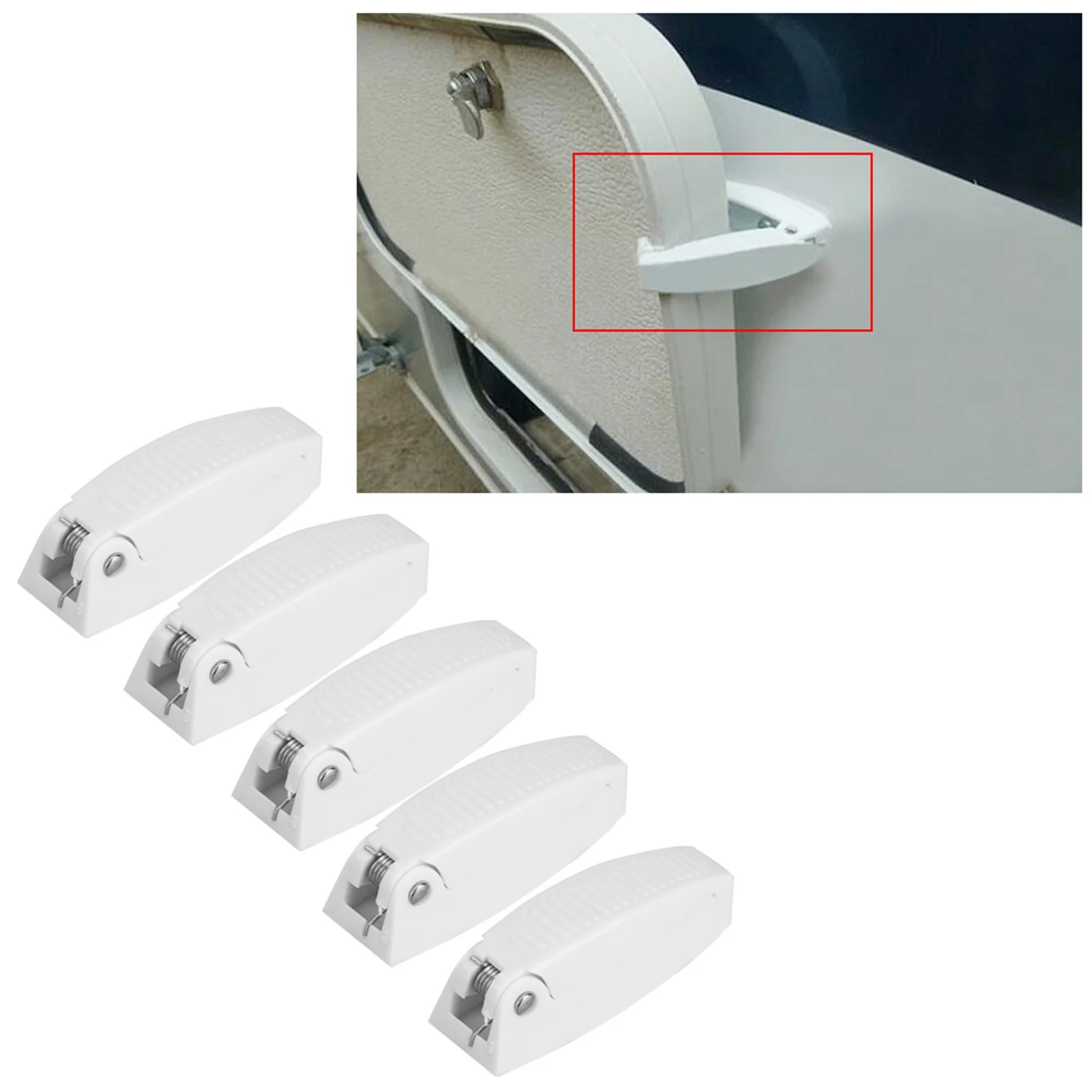 5pcs Door Catch Holder Latch for RV Motorhome Camper Traile Travel Baggage White ABS Car Accessories
