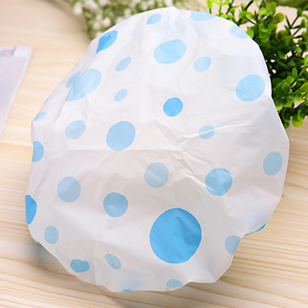 

6pcs Waterproof Shower Hat Thickened Dot Design For Women Girls One Size Fits Most Elastic Foldable Lightweight Bathing Cap