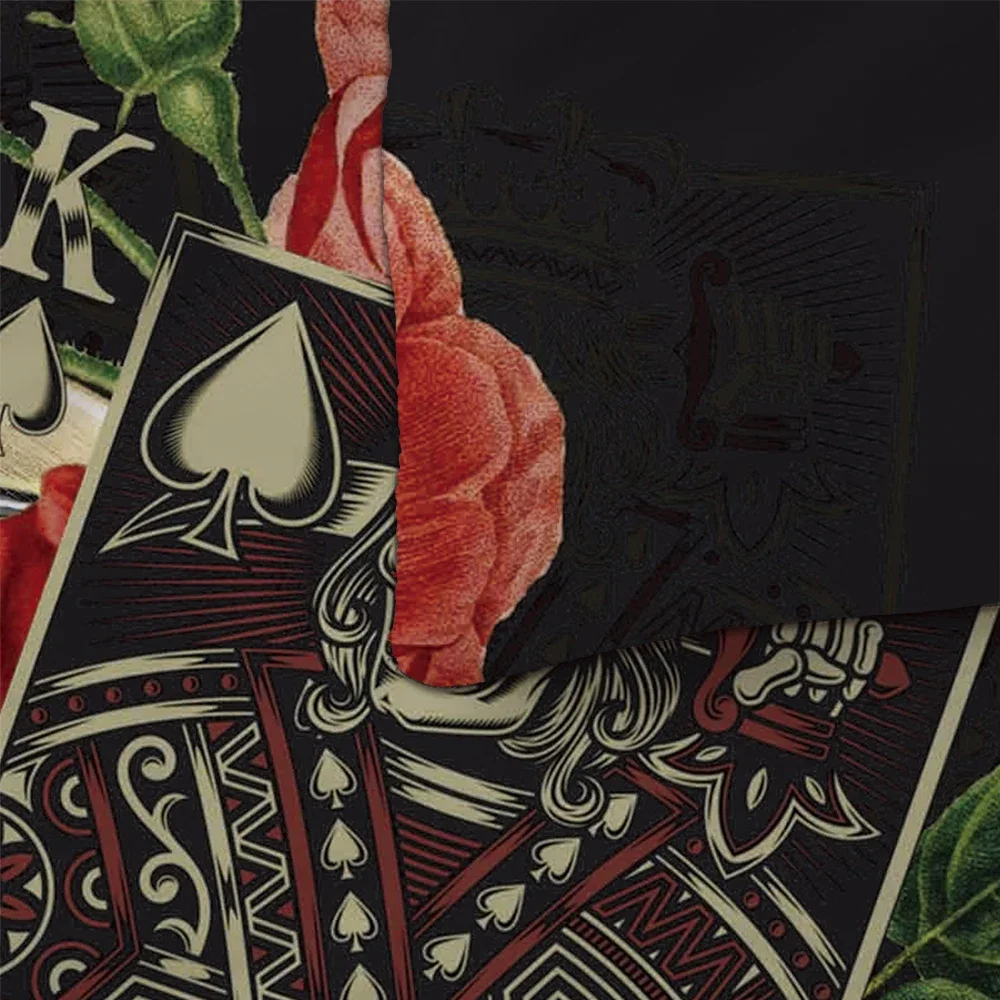 Biancheria da letto Set copripiumino di qualità con stampa reattiva Set trapunta king size con teschio di zucchero Rose Poker Bone 2/3 pezzi Biancheria da letto nera