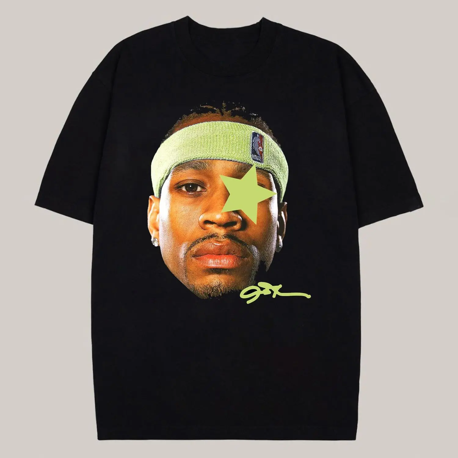 

Хлопковая футболка с короткими рукавами и принтом Big Head Iverson в стиле ретро, летняя мужская и женская свободная повседневная футболка в стиле хип-хоп, уличная одежда