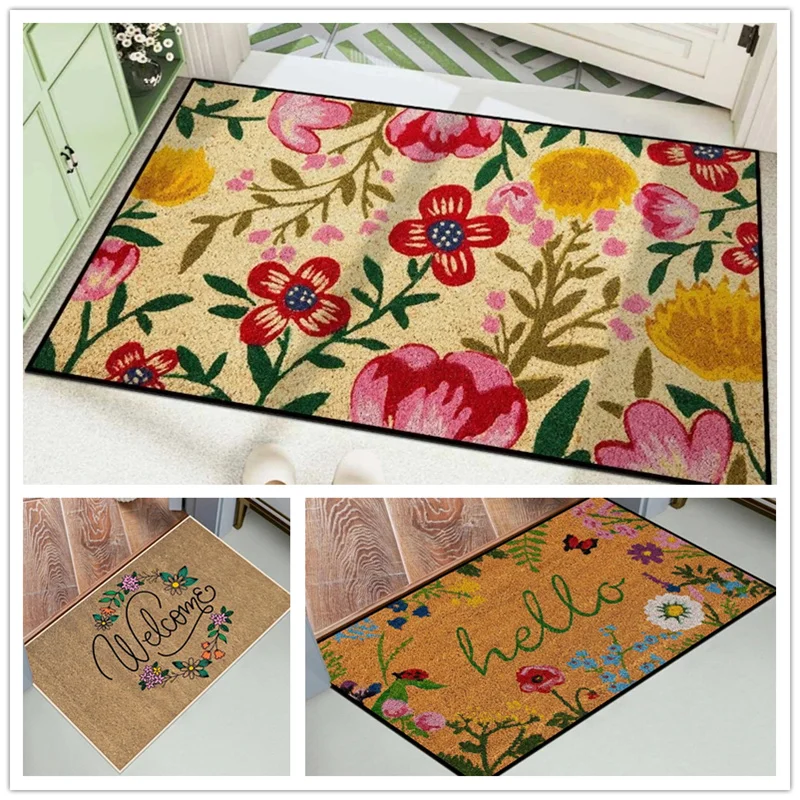 1pc Floral & Letter Graphic Bath Mat Super Absorbent Home Doormat Anti-Slip Kitchen Footpad Garden Entrance Small Welcome Rug