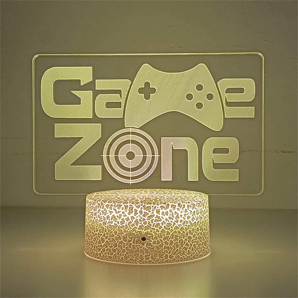 2022 LED Gaming Room Desk Setup Decor GameZone Icon Logo Sensor Light 3D Night Light For Kids Child Bedside Lamp Gift Birthday