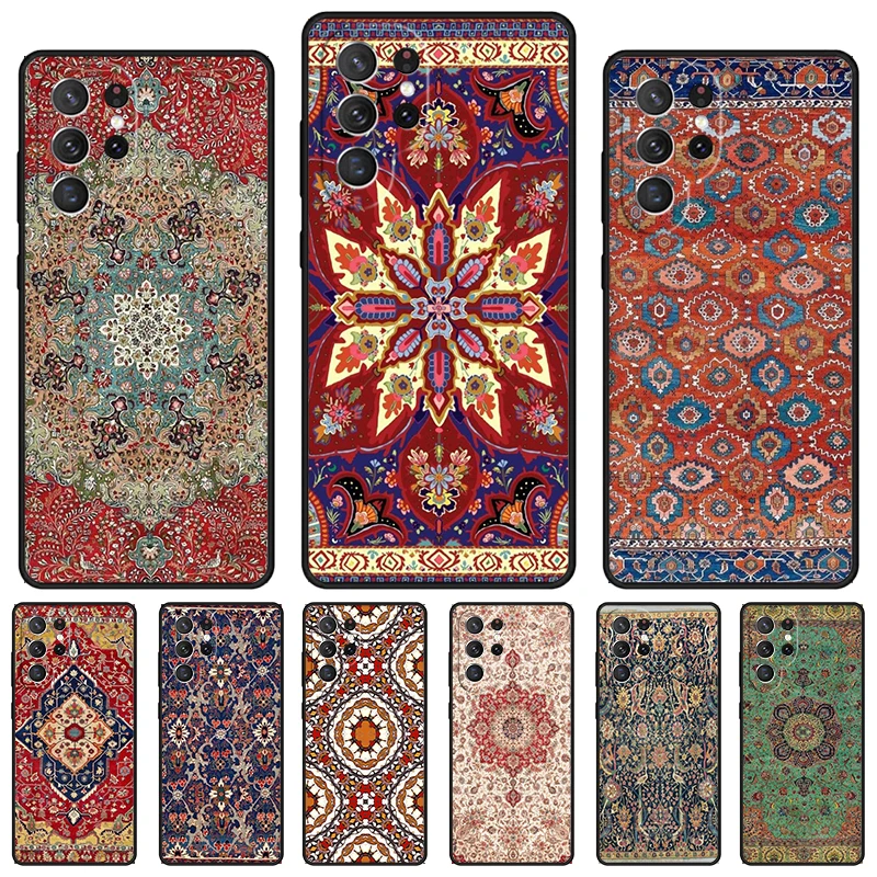 Persian Carpet Floral Pattern phone case For Samsung Galaxy S24 S23 S22 Ultra Note 10 20 Plus S8 S9 S10 S20 S21 FE Cover