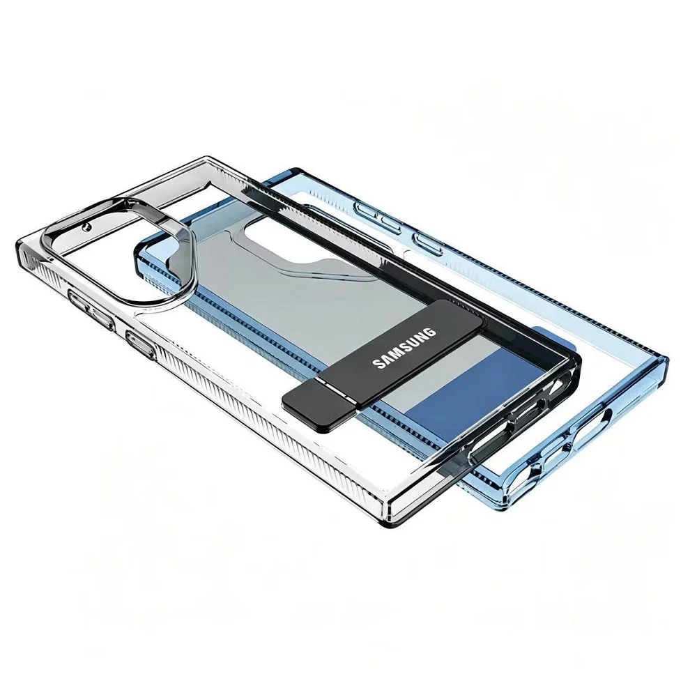 Metallhalter Hülle für Samsung S25 S24 S23 Ultra Plus Hülle Stand Transparente stoßfeste Abdeckung – Detail 4