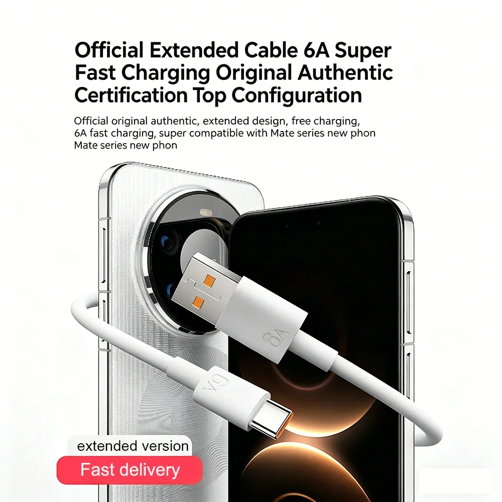 Kabel USB Typ C do Typ C 100W Super Charger do szybkiego ładowania Huawei P50 P40 P30 Mate 9 10 Pro Nova 6 5 4 6A, kompatybilny z Samsung Xiaomi — zdjęcie produktu 5