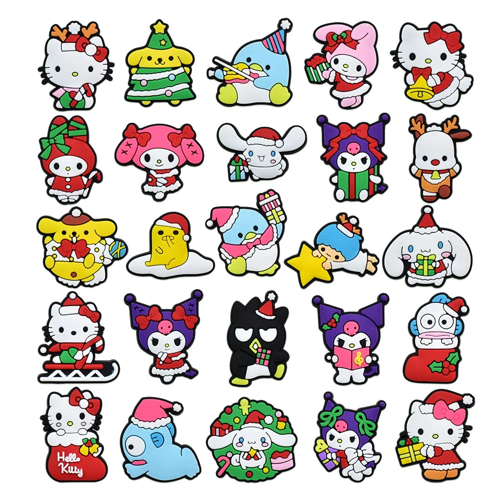 25PCS Mesuca Sanrio HelloKitty Shoe Charm Wholesale PVC Wristband Beach Bag Decor Buckle Detachable DIY Waterproof Party Gift