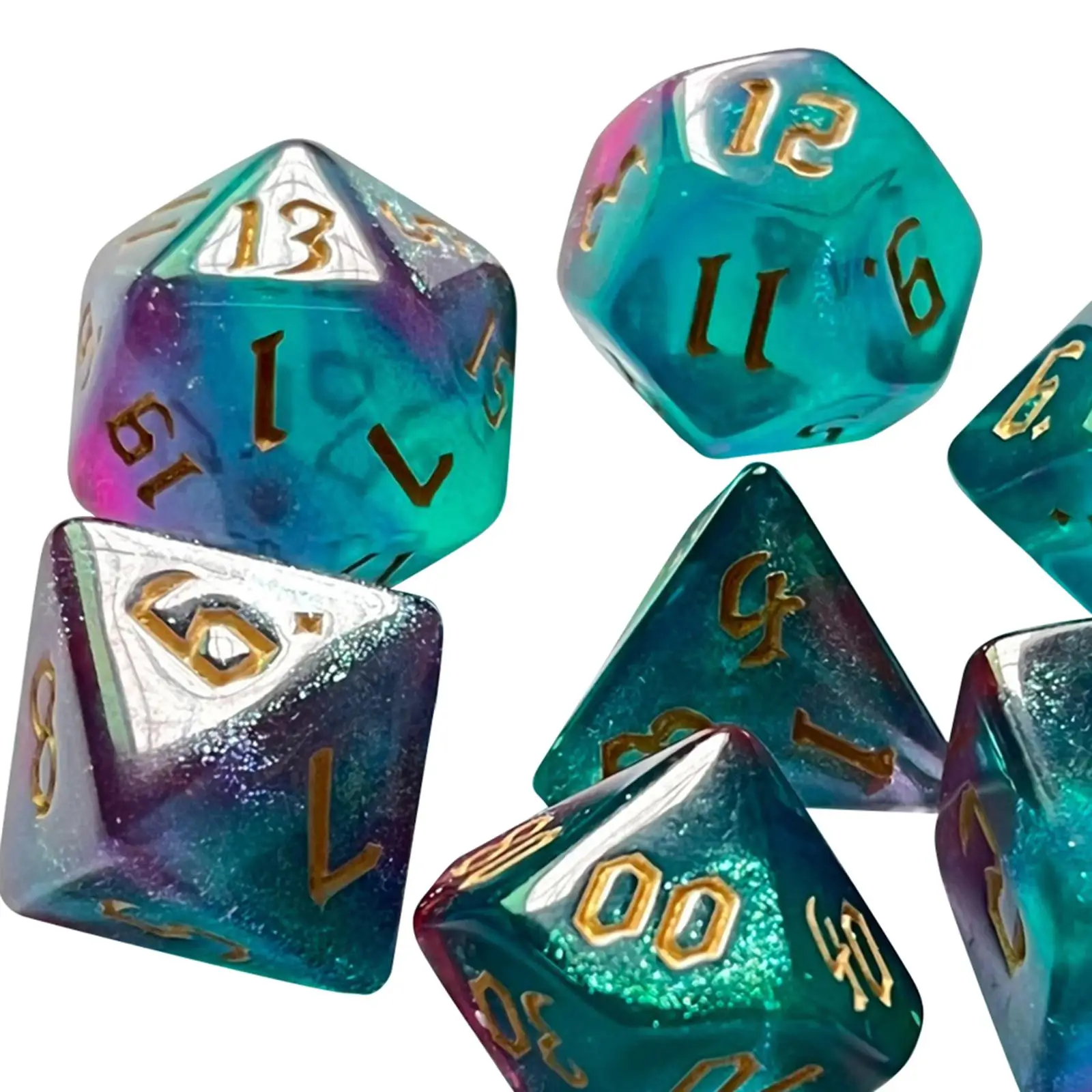 7x Set dadu polihedron akrilik, mainan permainan pesta, permainan peran