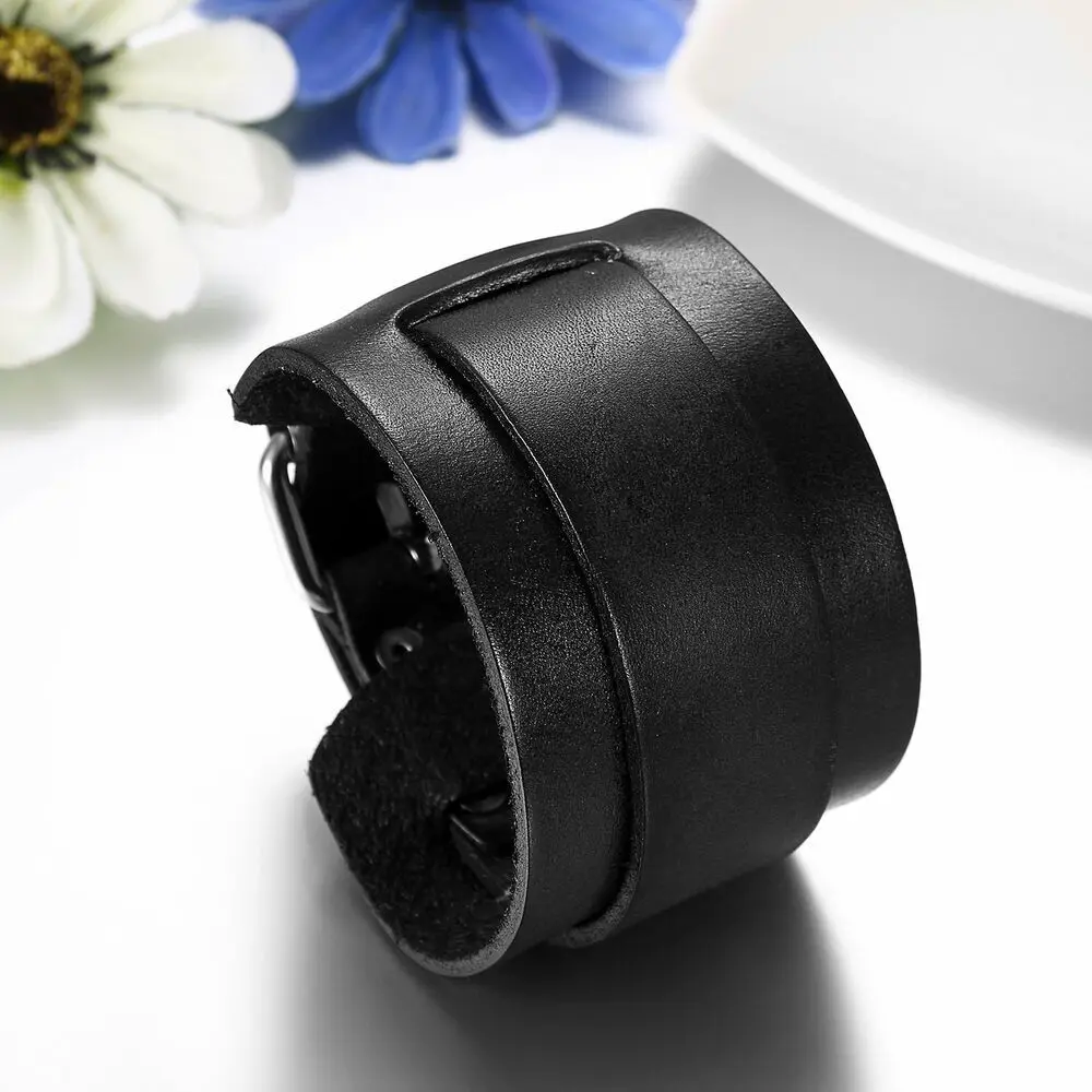 New Leather Cowhide Bracelet Punk Retro Watchband Unisex Wristband Bracelet Watch