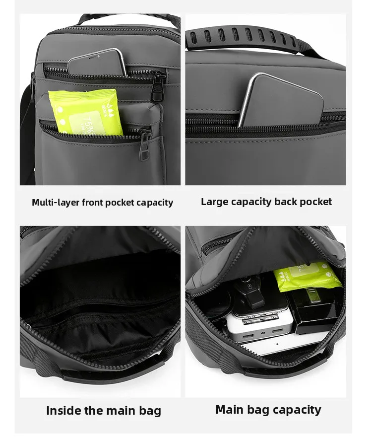 New Minimalist Men's Single-shoulder Bag, Outdoor Casual Crossbody Bag, Multi-layered Waterproof Large-capacity Crossbody Bag