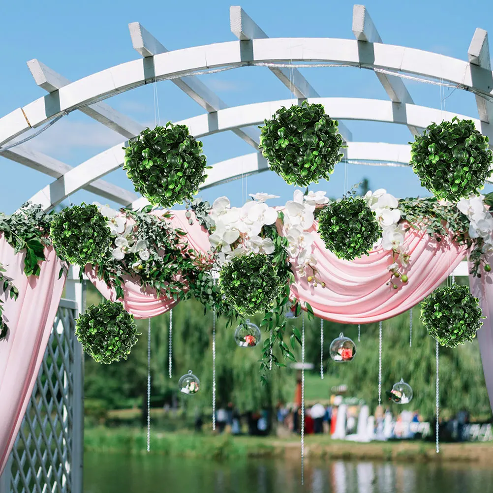 

5 Pcs Artificial Grass Balls Decoration Round Faux Greenery Topiary Plants Home Restaurant Party Wedding Stage Coffee Shop