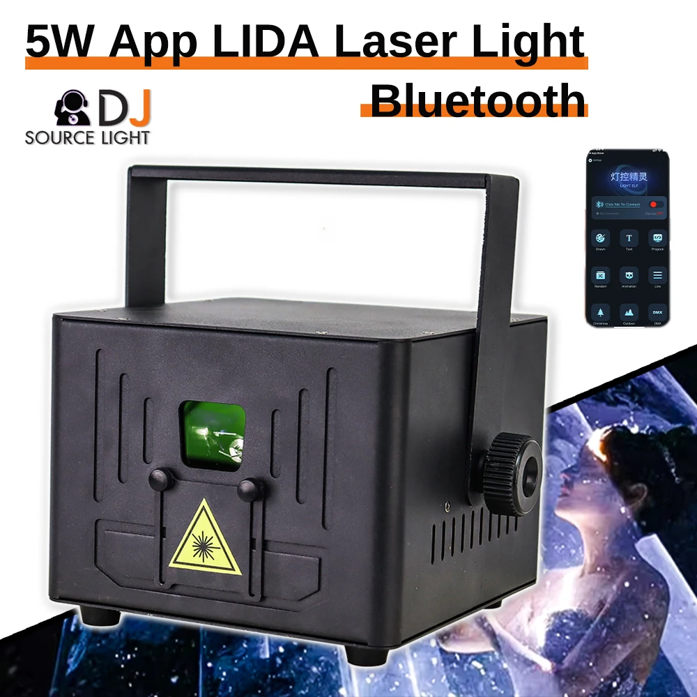 5W RGB App Control Projector Laser Lights DMX 3D Animation Scanning Moving Beam Wedding Disco DJ Party Show Stage Lighting