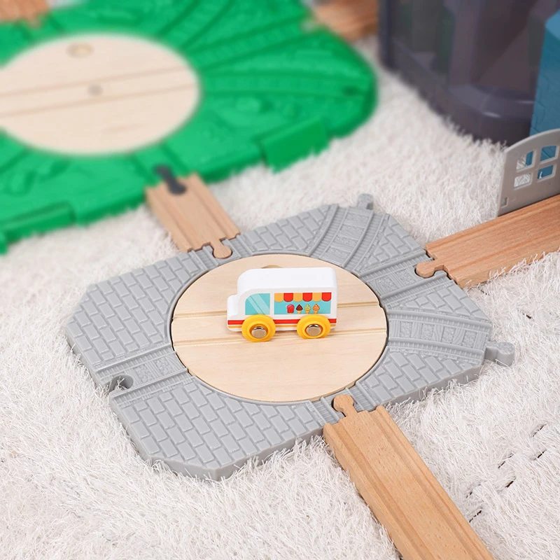 Children Train Track Scene Accessories Small Train Track Toy Train Track Multi-purpose Storage Box House Compatible Wooden X40