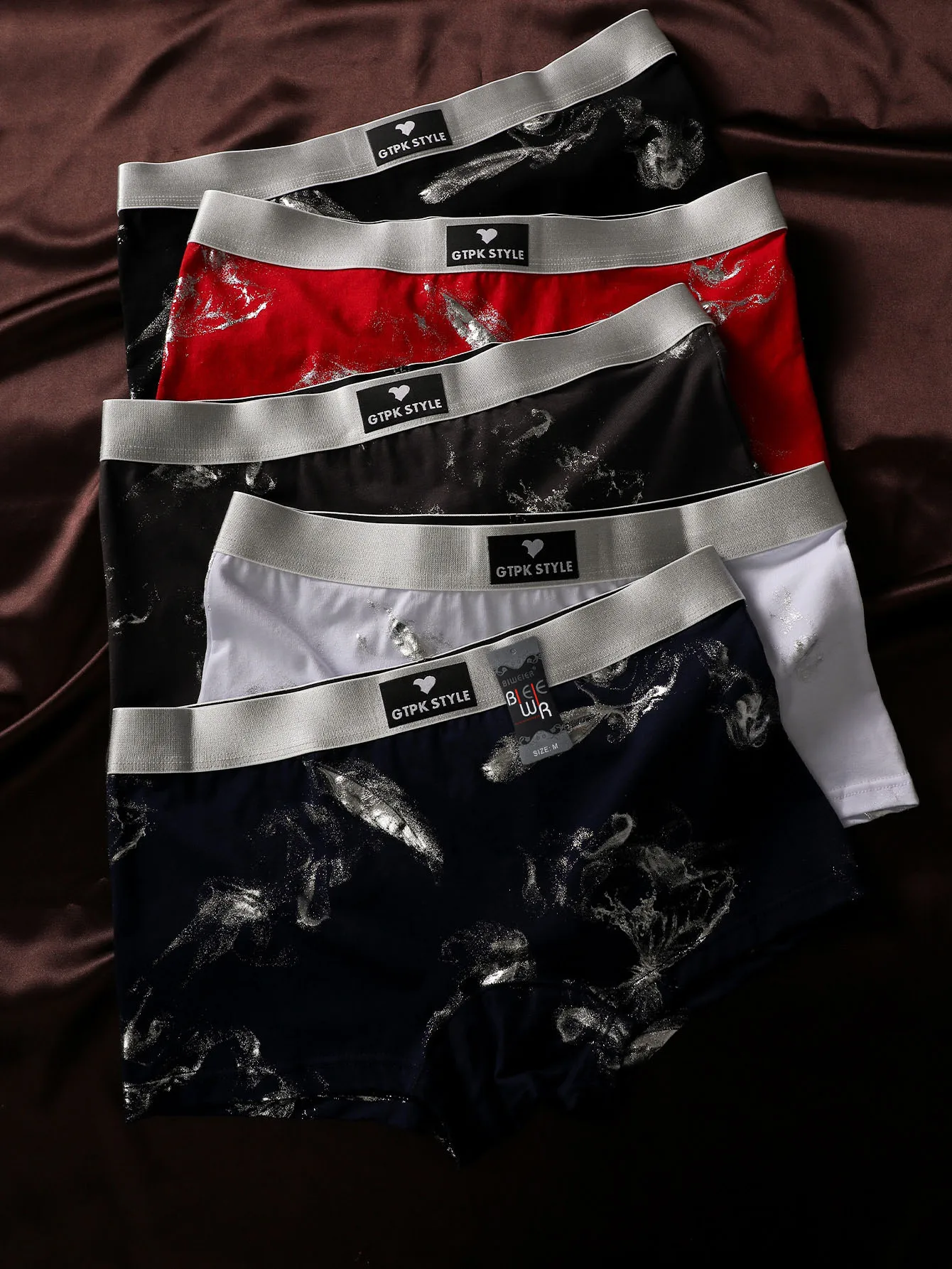 5 pcs BIWEIER couple-set women's butterfly-printed underpants, soft and skin-friendly, fashionable underpants, elastic and breathable shorts, suitable for ladies to give as gifts to girls' wardrobes, Valentine's Day gifts