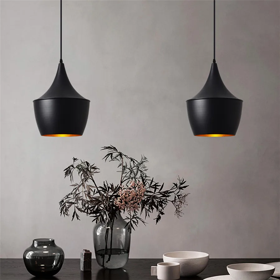 Nordic Simple Ceiling Hanging Lamp Aluminium Black Modern Pendant Light for Living Room Dining Table Bedside Decorative Lighting