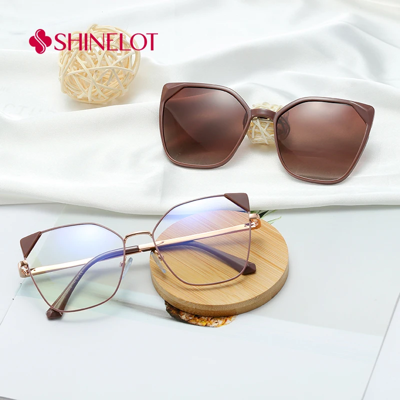 

95967 Cute Cat Eye Clip on Sunglasses Polarization Optical Magnetic Sun Glasses UV400 Female Shades Outdoor Party Gift