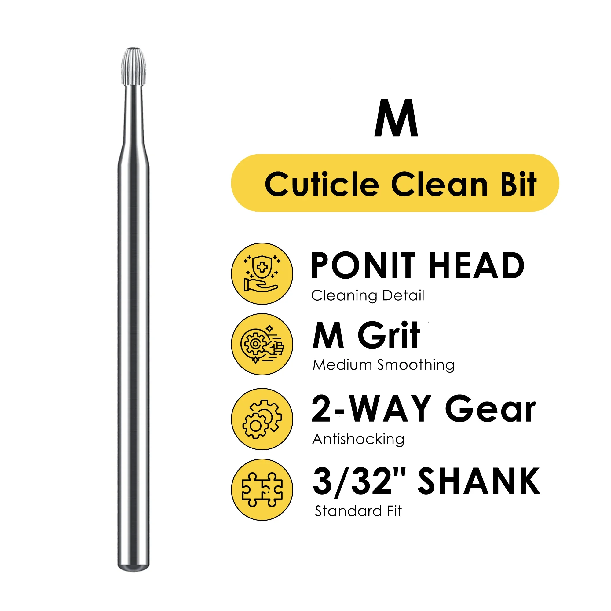 

Cuticle Clean Nail Drill Bits 3/32'' Safety Carbide Rotary Burr for Electric Nail File Cuticle Dead Skin Remover Cutter