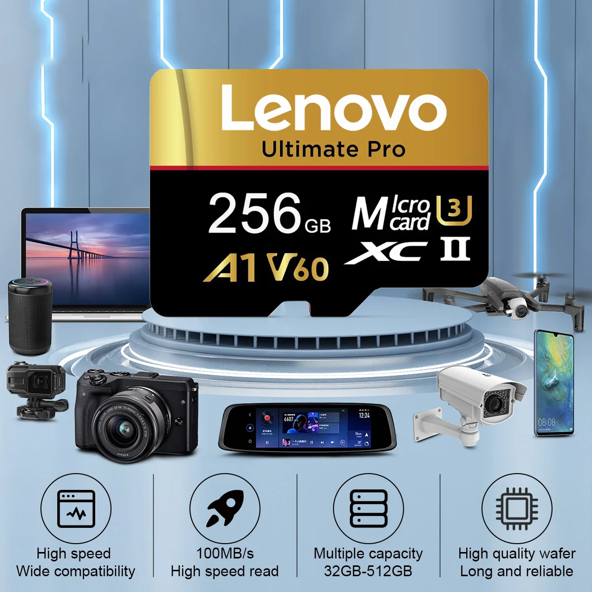 Lenovo Memory Card Micro Sd High-Speed 512GB 256GB 128GB 64GB 32GB Micro TF Memory for Camera Smartphone Pc Data Storage Sd Card