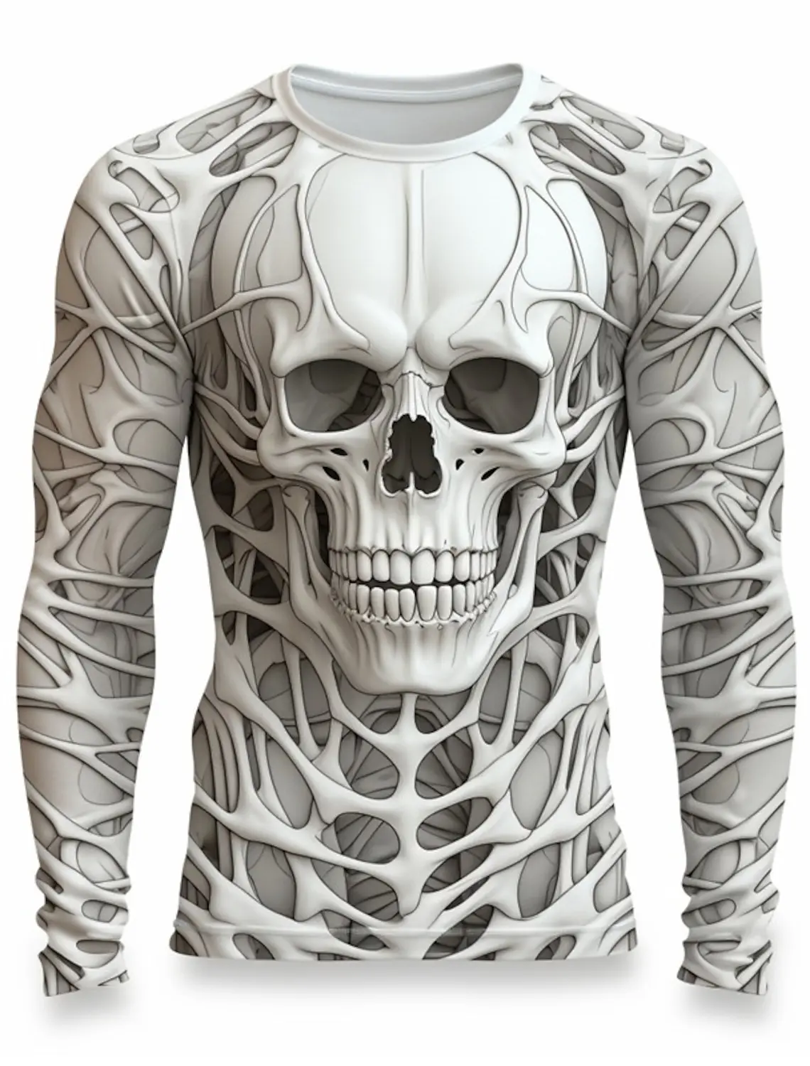 Graphic Skull Design Casual Subculture Men's 3D Printing Sports Outdoor Long-sleeved Round Neck Shirt Spring Autumn Clothing