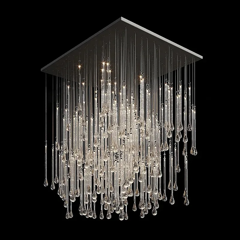 【Hot Sale】Customized K9 Crystal Raindrop Chandelier For Weddings Modern Design Glass Ceiling Light Cover With Adjustable LED For