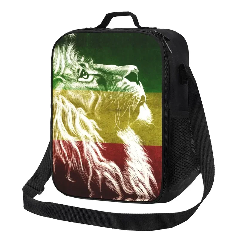 

King Of Judah Rastafarian Rasta Lion Insulated Lunch Bag Jamaica Flag Jamaican Portable Thermal Cooler Food Lunch Box School