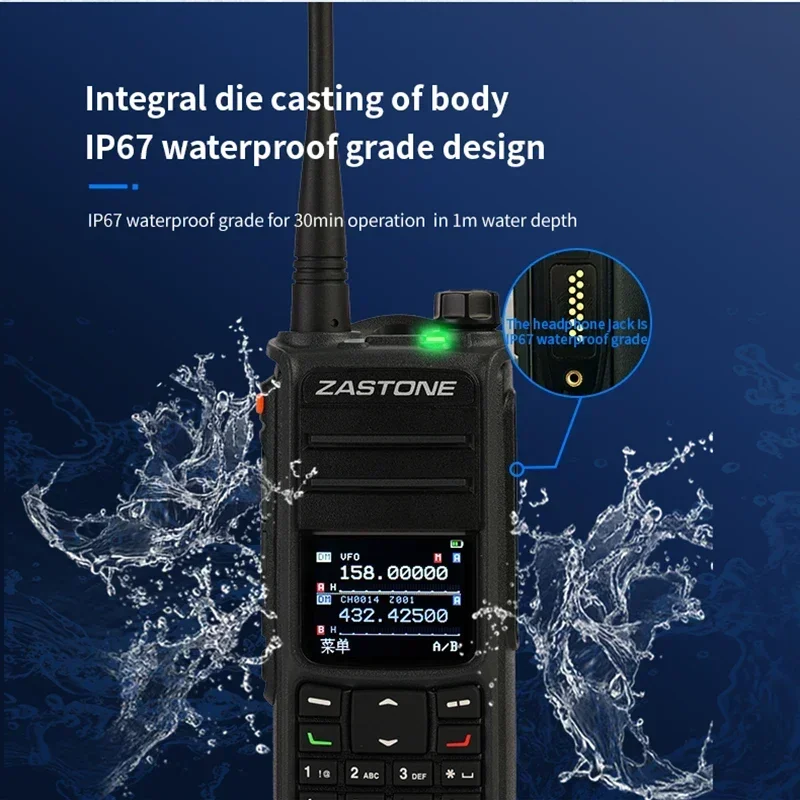 ZASTONE UV008 DMR Digital Walkie Talkie Multi Band 136-520MHZ 10W DMR Two Way Radio IP67 Waterproof GPS Positioning Coordinates