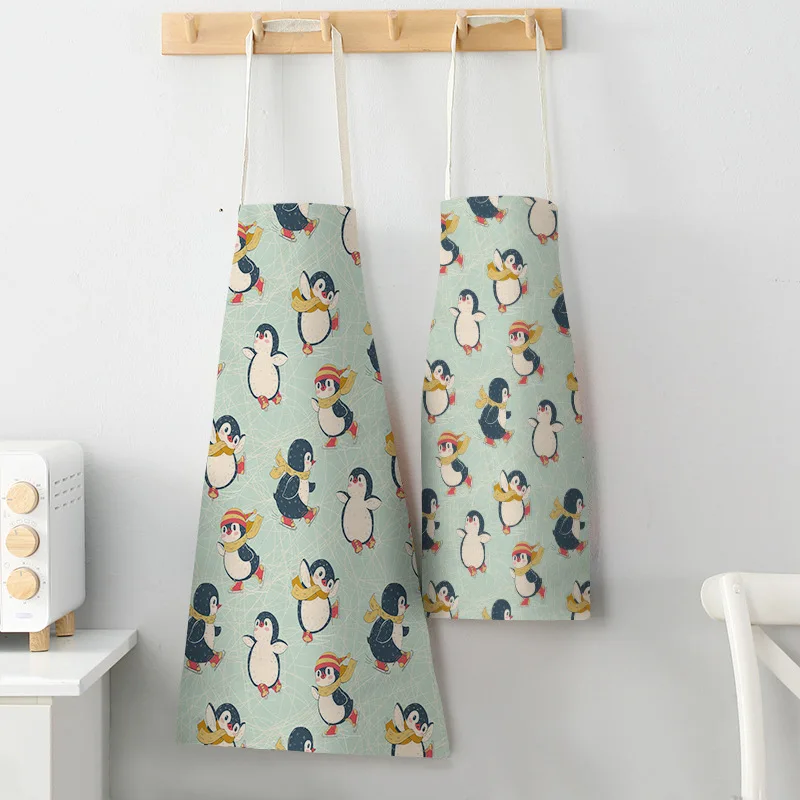 Penguin Apron Kitchen Linen Aprons Bibs Household Cleaning Pinafore Home Cooking Apron for Men Women Home Cleaning Tools