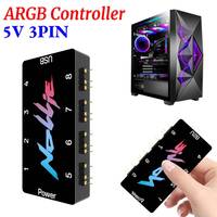 5V 3Pin ARGB Splitter Hub Controller with Dual SATA Power for 8 to 16 Way Addressable RGB Connections in PC Cases