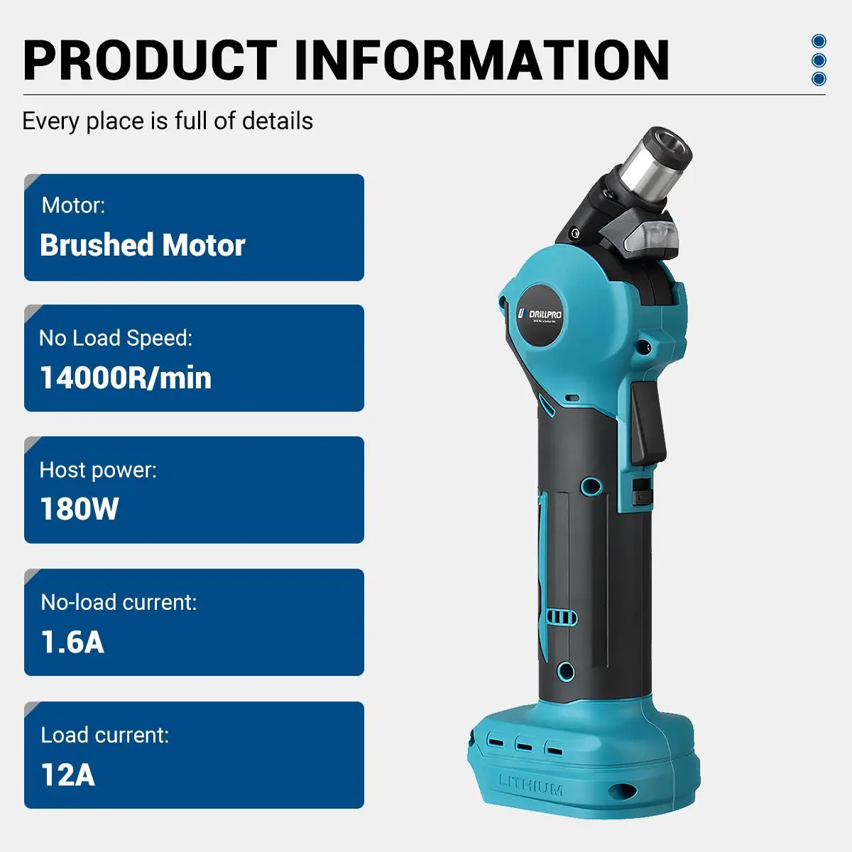 Taladro eléctrico inalámbrico con Motor de 180W, destornillador de cabeza ajustable, herramienta de carpintería para batería de 18V