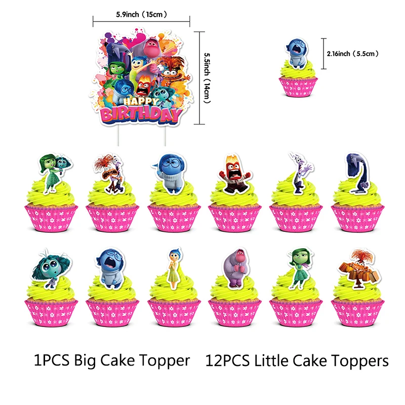 New Inside Out 2 Children\'s Birthday Party Decorations Anime Action Figures Periphery Theme Party Supplies Kid Surprise Gifts