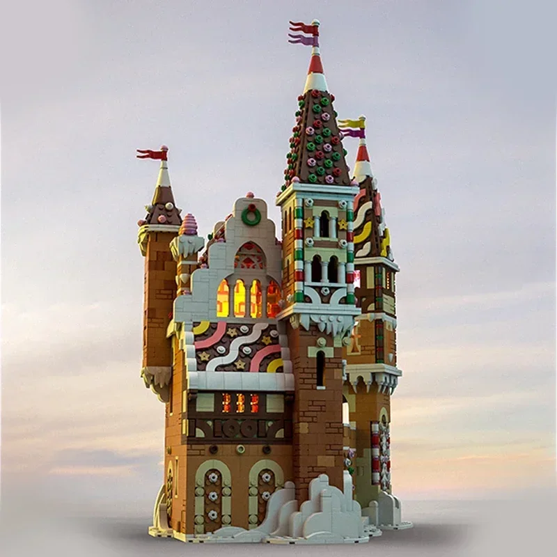 Moc tijolos de construção fortaleza natal modelo gingerbread castelo tecnologia blocos modulares presentes diy montagem construção brinquedos