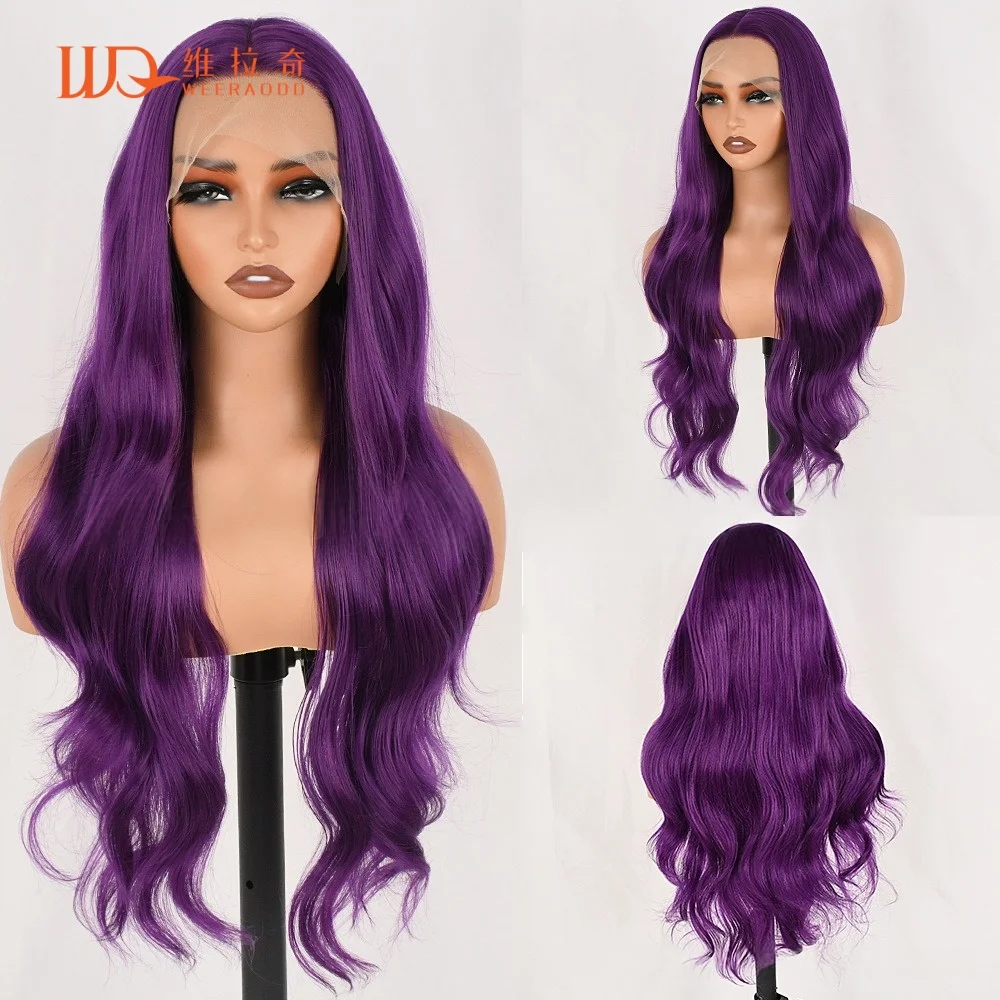28-inch-body-wave-lace-front-wig-deep-purple-glueless-synthetic-hair-heat-resistant-13x4-lace-frontal-150-density-cosplay-wig