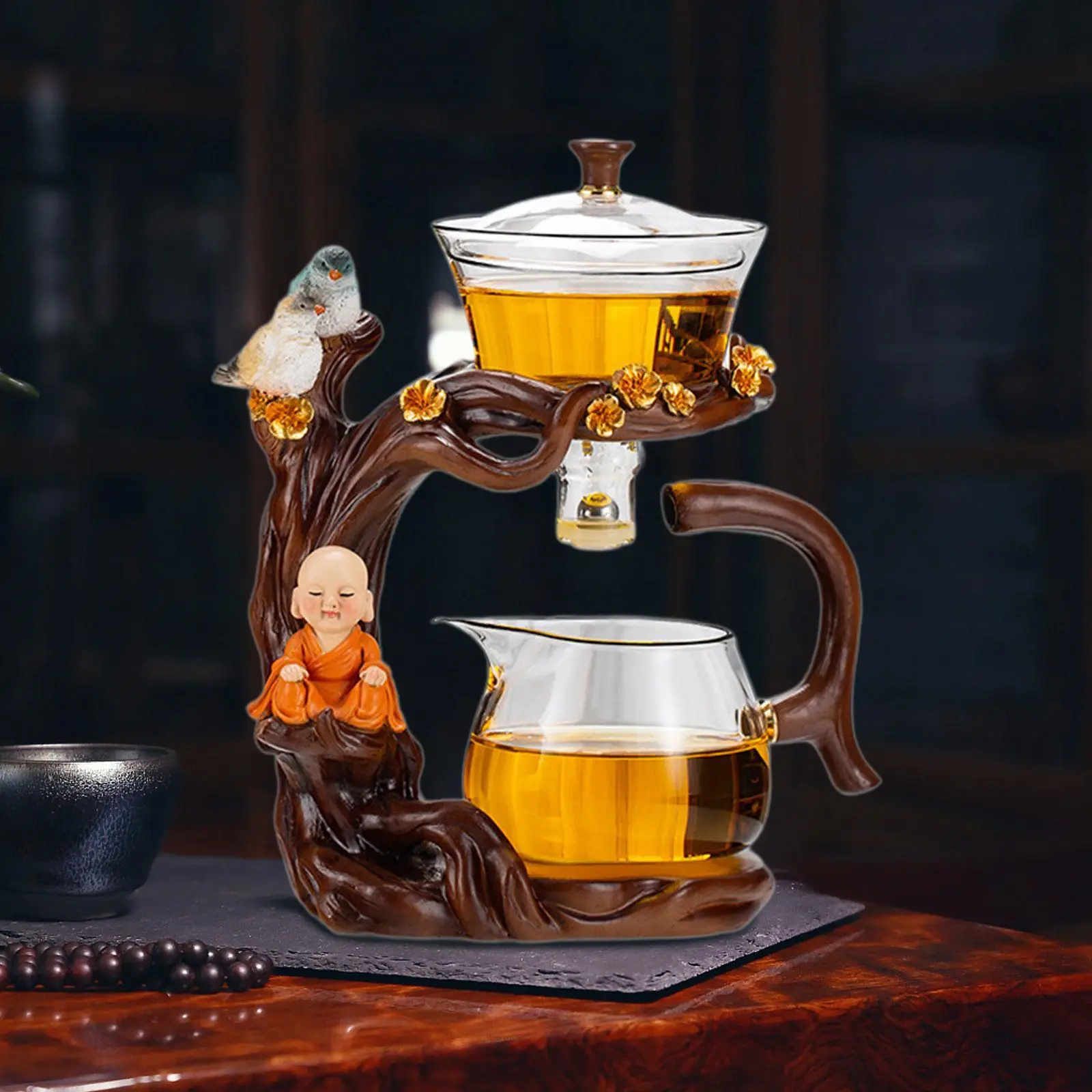 

Kungfu Tea Set Semi Automatic Drip Rotating Tea Kettle for Loose Leaf Drinkware