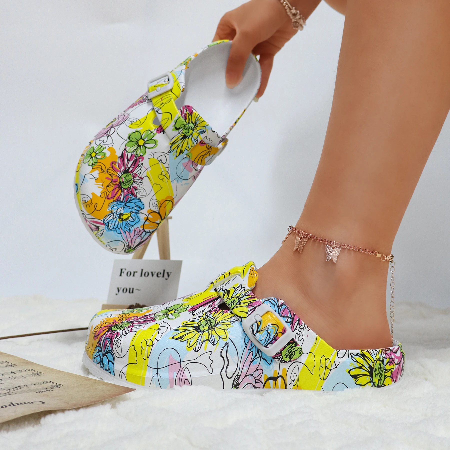 New Fashion Printed Slides Summer Outdoor Sandals Women Garden Clogs