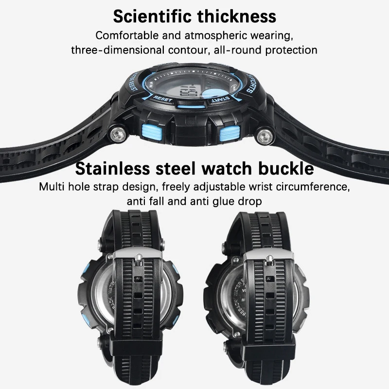 UTHAI CE150 ساعة عصرية للطلاب بإضاءة ليلية مقاومة للماء للأولاد، ساعة إلكترونية رياضية رقمية متعددة الوظائف