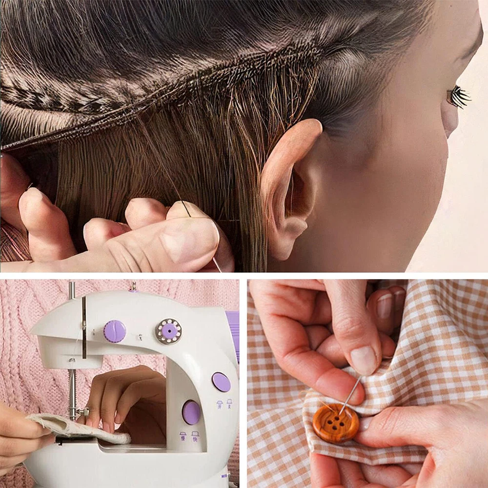 1pcs Hair Weaving Threads with 5pcs CLJ Curved Needles Wig Making Tools Sewing Thread &Needle&Seam Ripper for Hair Extension