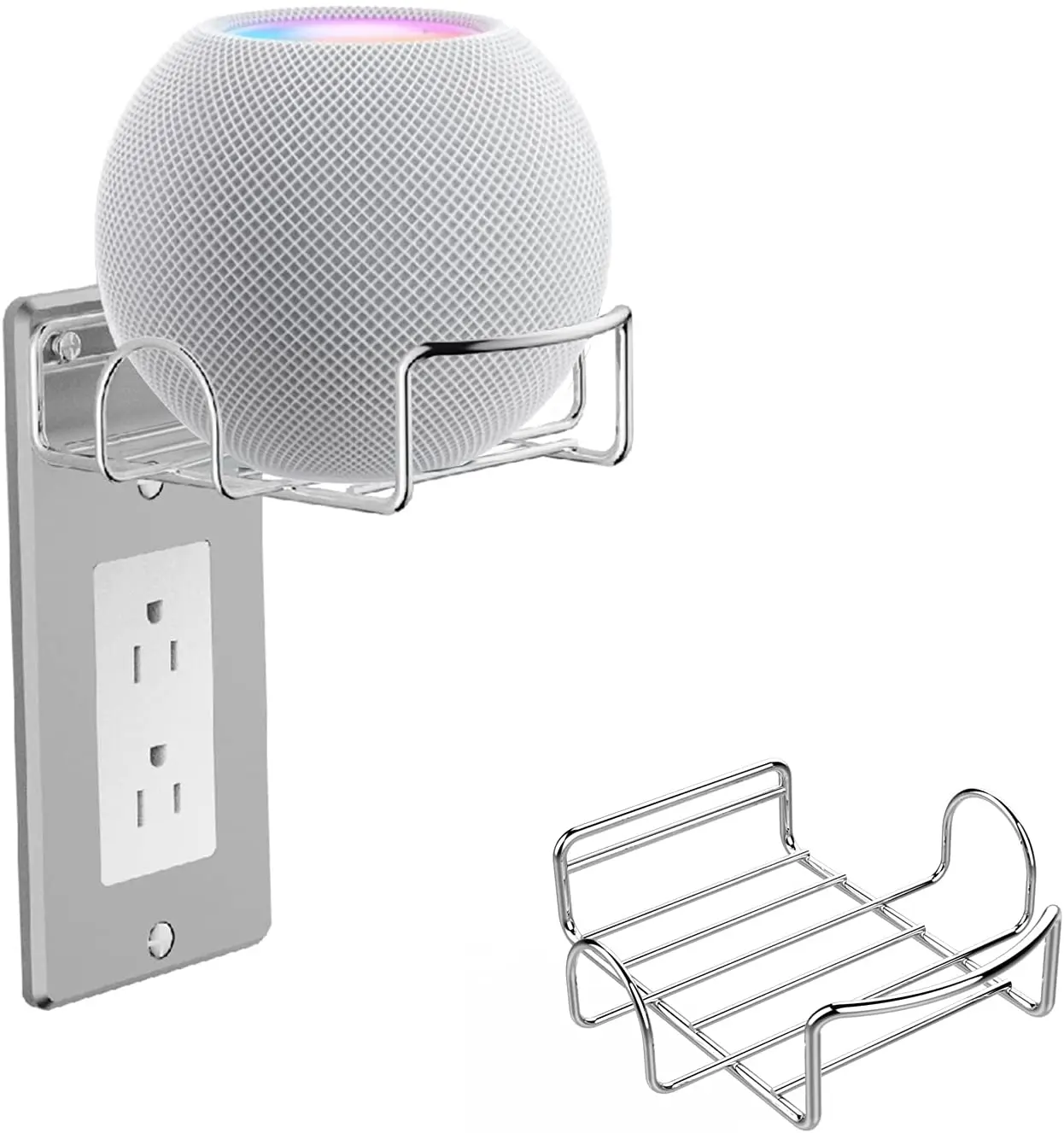 

Wall Outlet Shelf Metal Panel Stainless Steel Bracket for Echo Devices, Cellphone, Ipad, Speaker,Stand Holder Mount Accessories