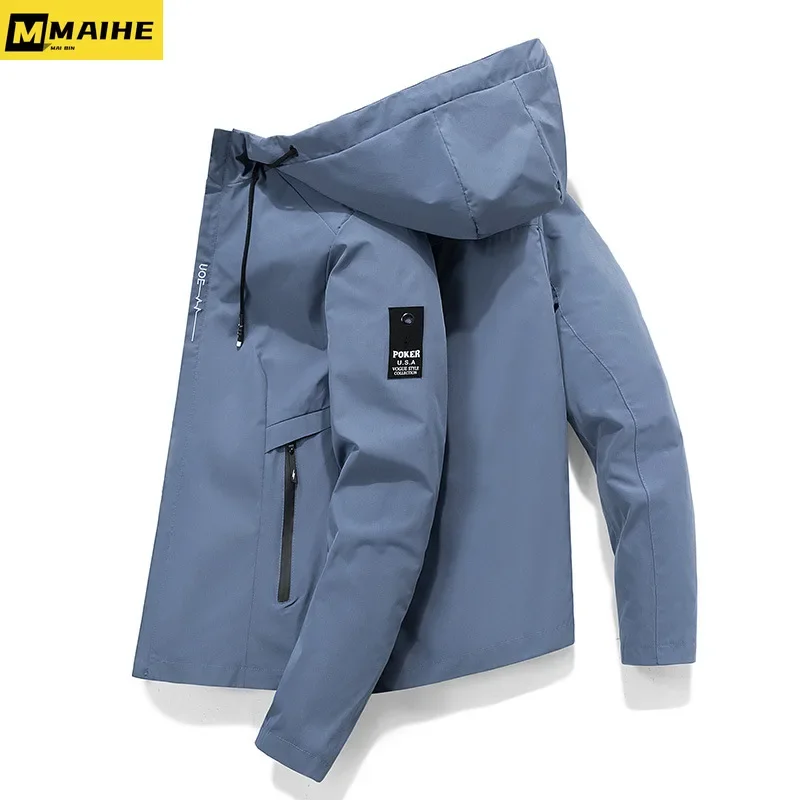 

Korean Casual Men's Jacket Plus Size Hooded Jackets Youth Outdoor Hiking Coats Male Clothing Spring Autumn Upper Outer Garment